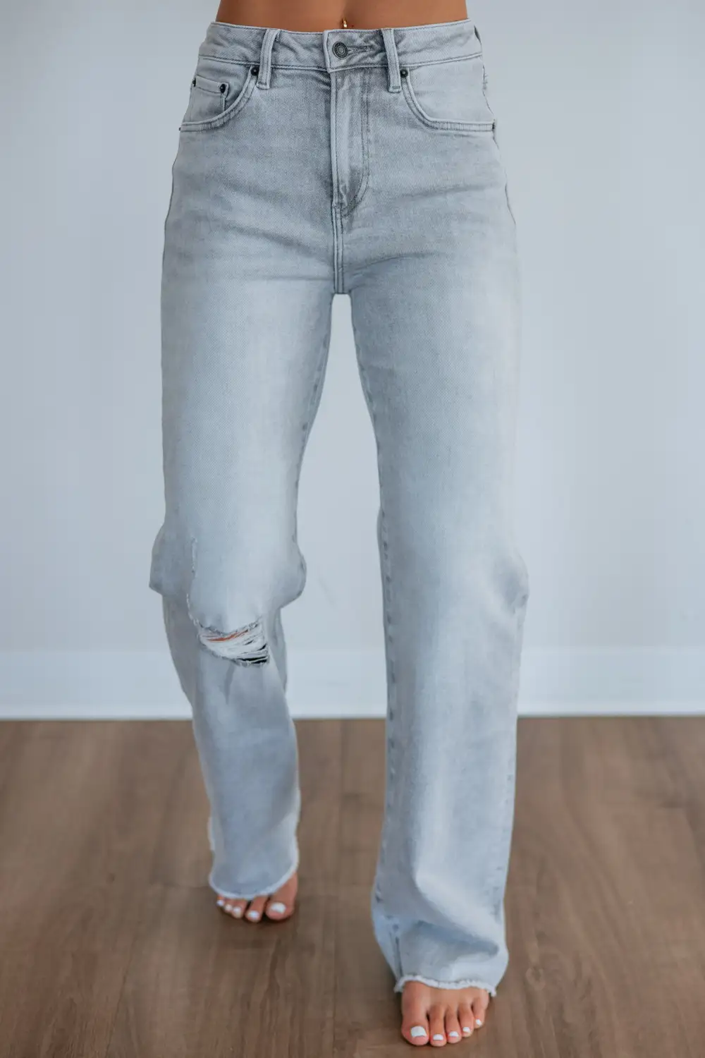 Women's High Rise Wide Leg Raw Hem Jeans