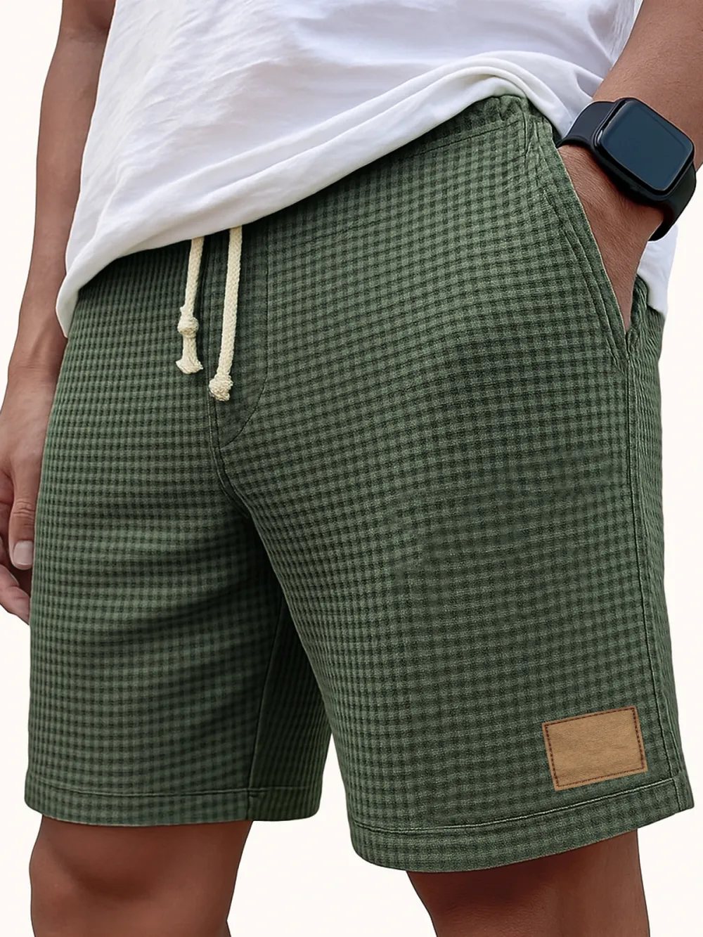 Textured Knit Seamed Detail Relaxed Shorts