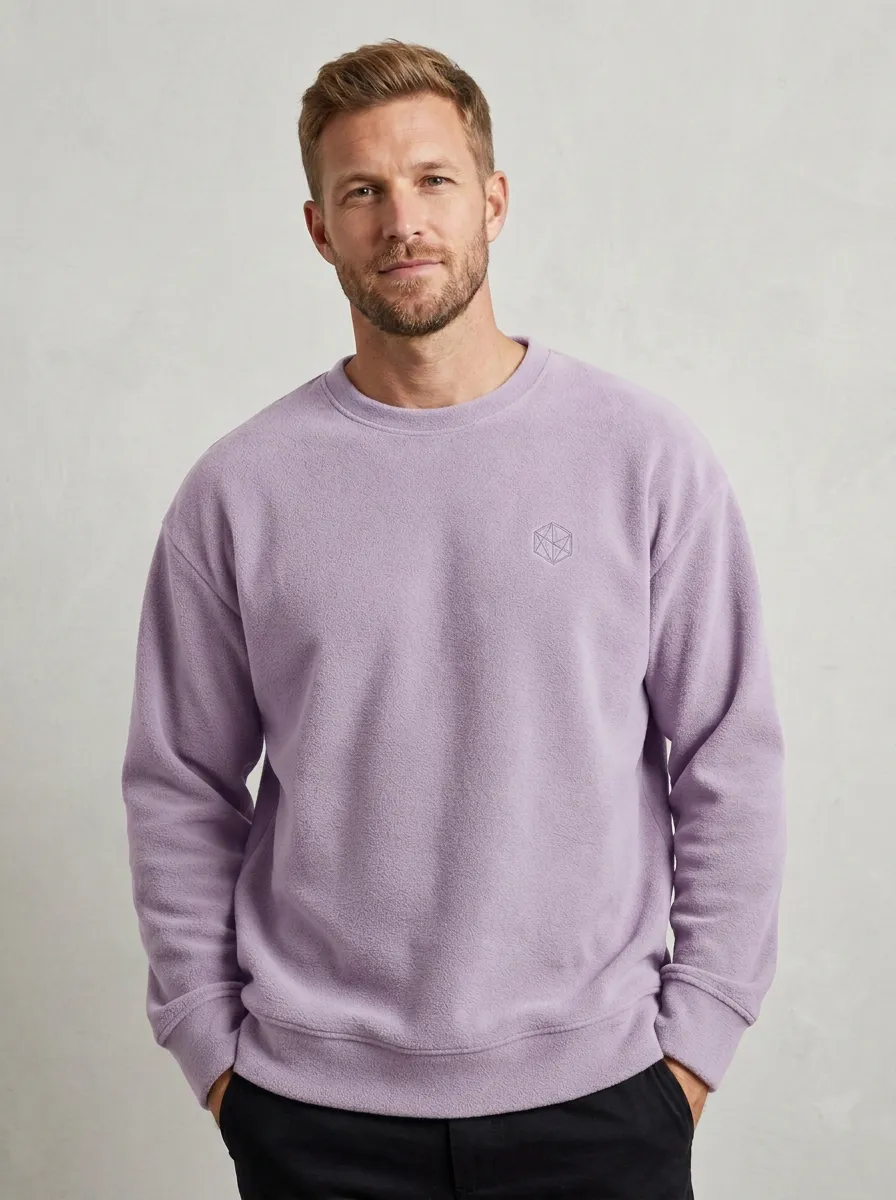 Traditional Geometric Fleece Style Men's Fleece Crewneck Sweatshirt