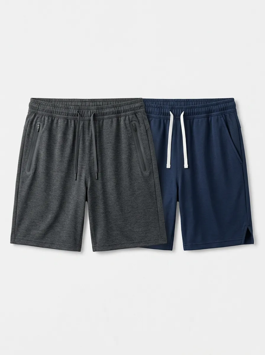 Zipper-Pocket Training Two-Pack Athletic Shorts
