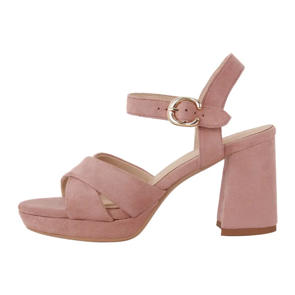 Suede Round Toe Platform Buckle Strap Sandals