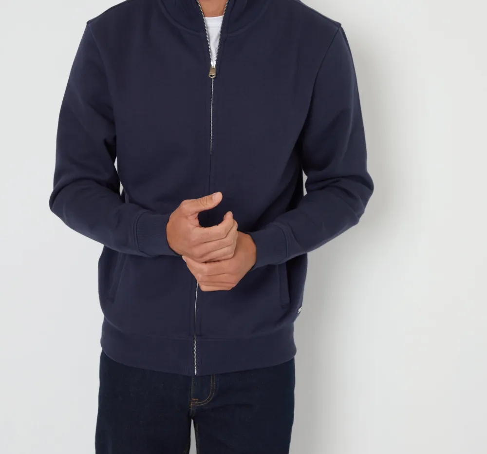 Men's Navy Full-Zip Funnel-Neck Sweatshirt