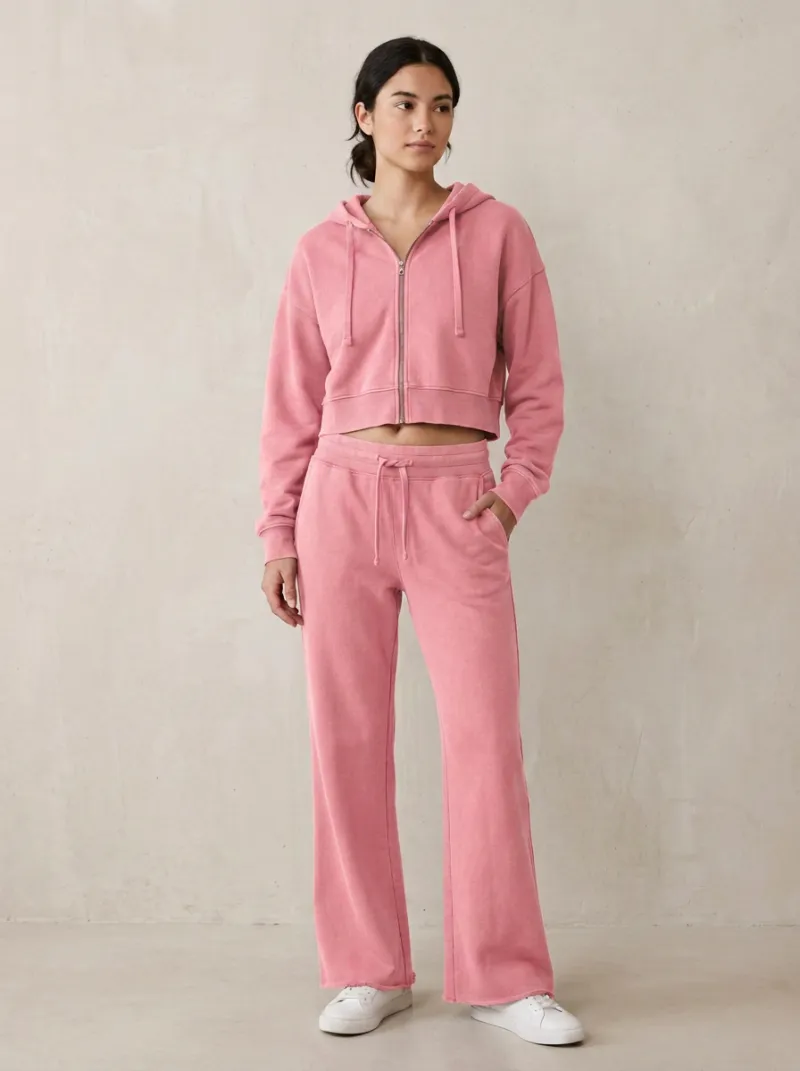 Women's Street Inspired Sport Inspired Cropped Hooded Jacket and Flare Pants Active Set