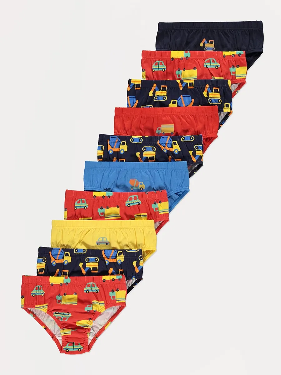 Colourful Vehicle Briefs 10 Pack