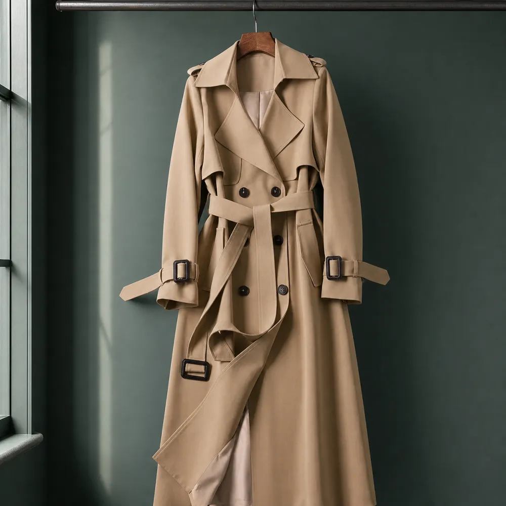 Double-Breasted Notched Lapel Overcoat