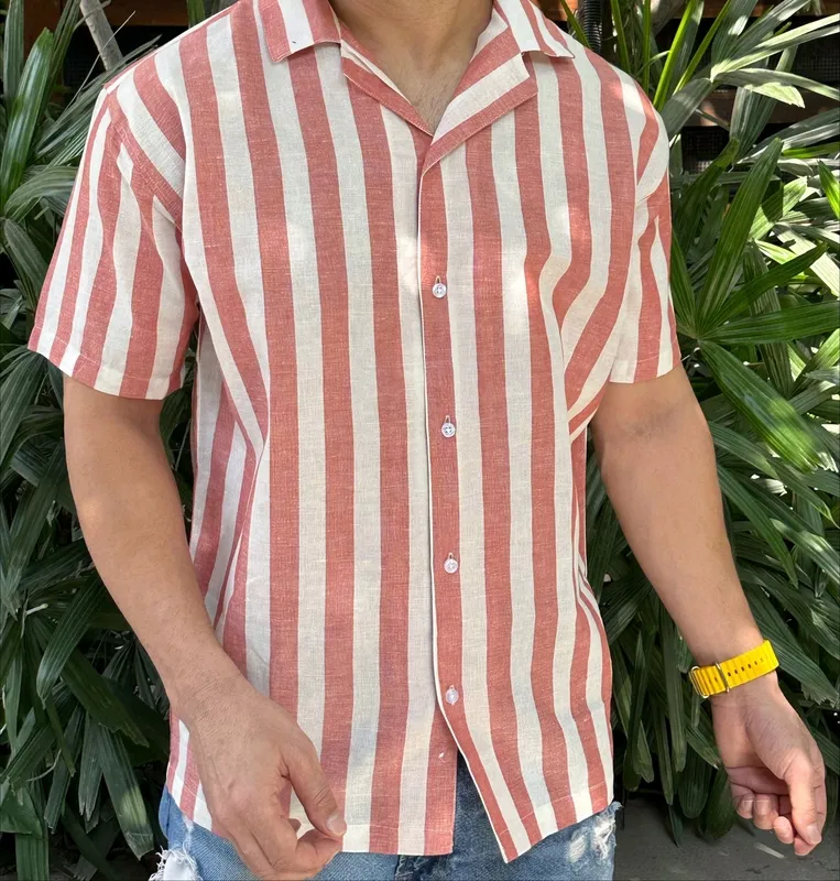 Red Striped Casual Shirt