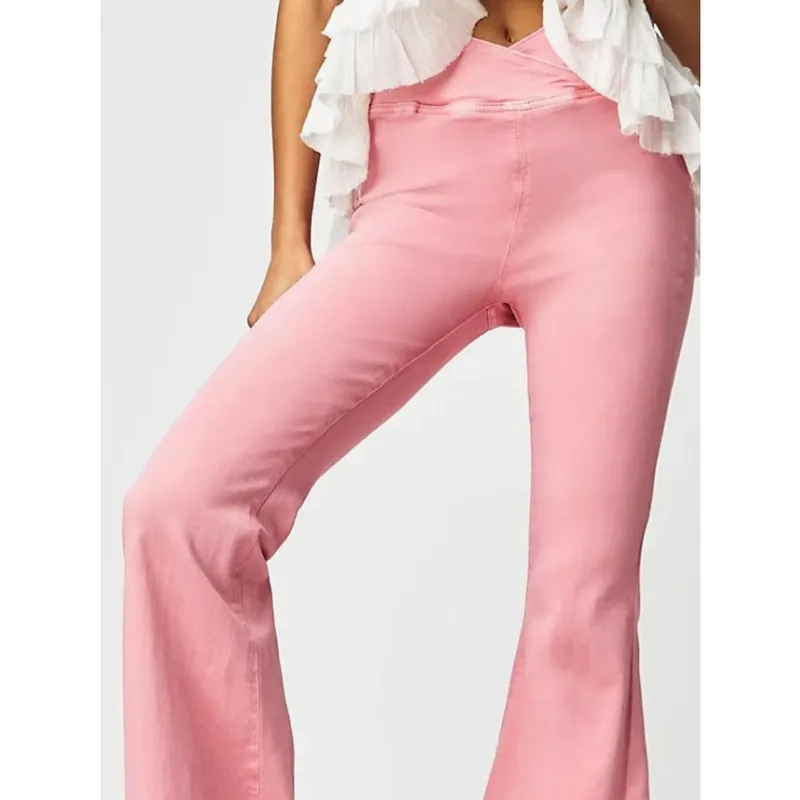 Asymmetric Waist Flare Jeans