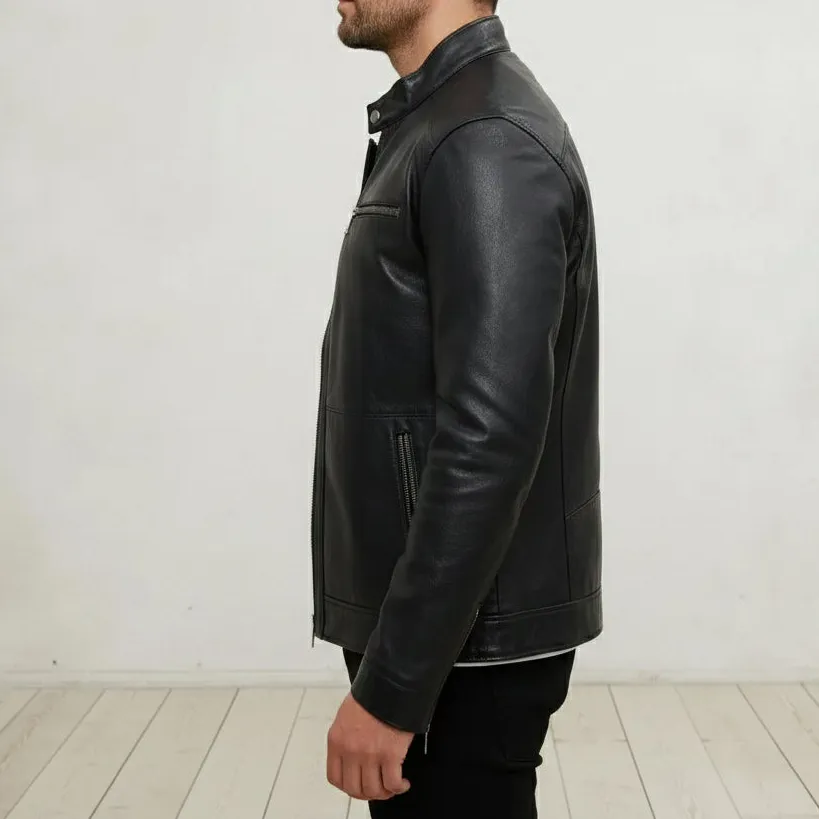 Cowhide Biker Motorcycle Multi Pocket Jacket
