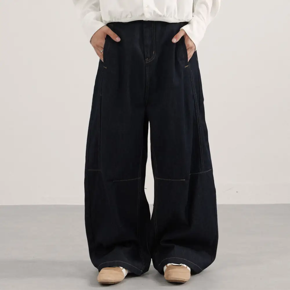 Wide Leg High Waist Patchwork Denim Jeans