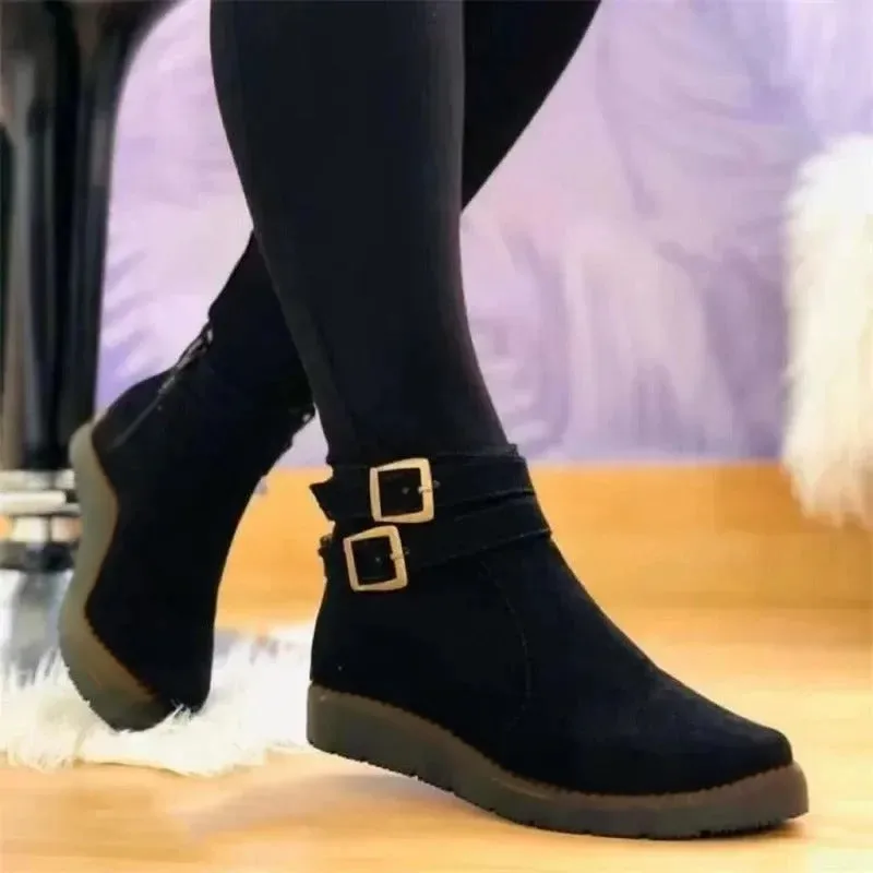  Double Buckle Ankle Boots Apparel