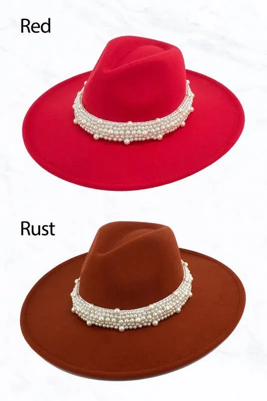 Big Brim Peach Heart Top Jazz Pearl Hat