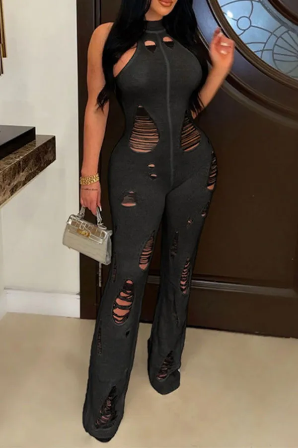Backless Halter Sleeveless Jumpsuit