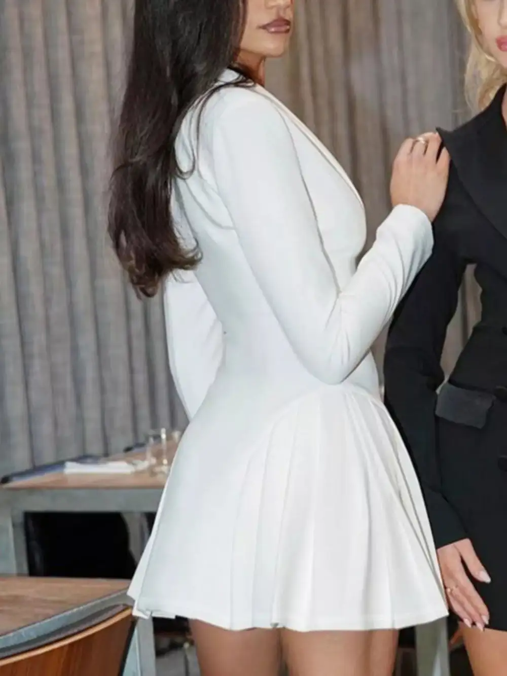 Button Front Pleated Mini Dress