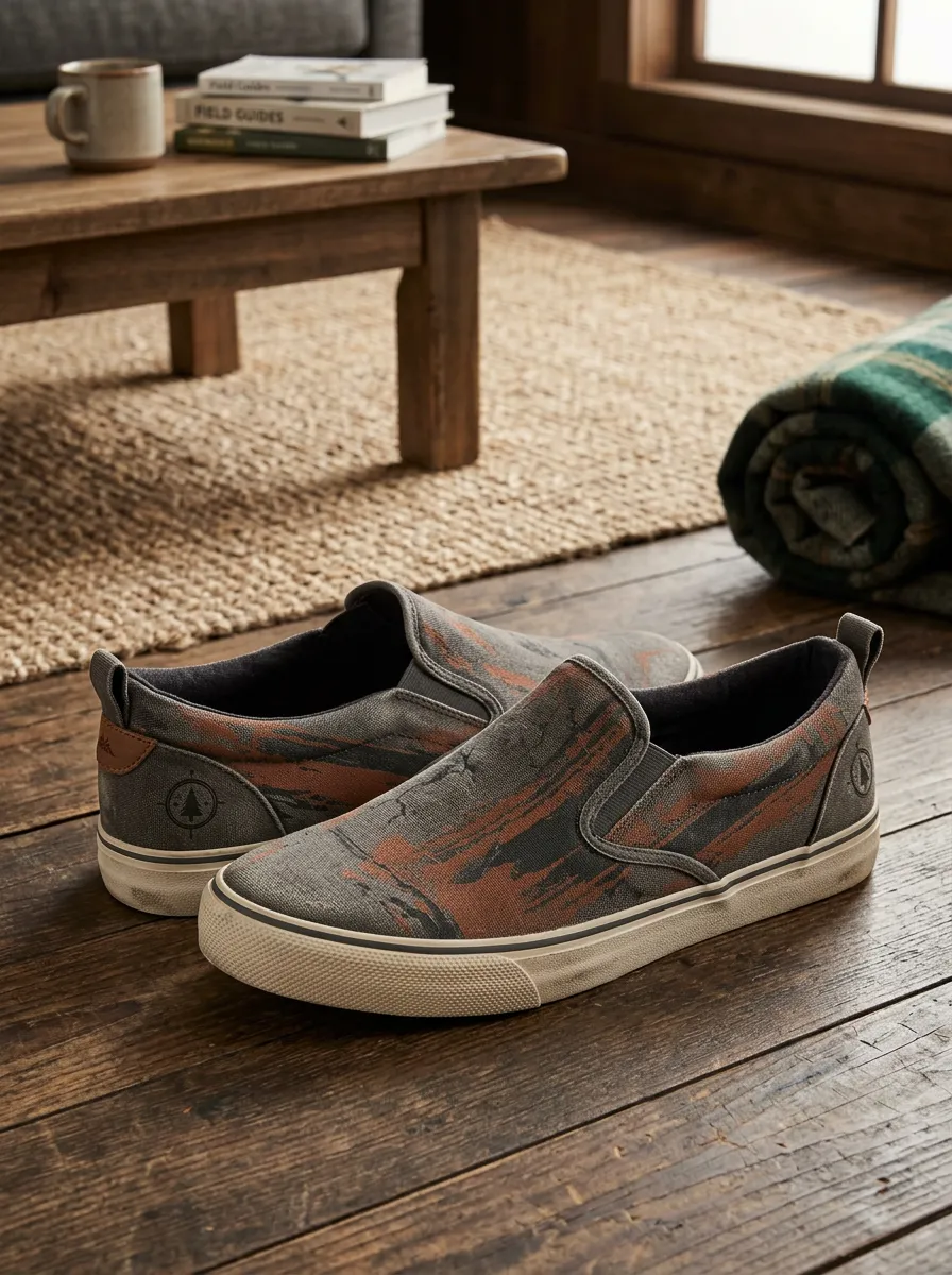 Men's Outdoor Adventure Abstract Brushstroke Printed Canvas Shoes