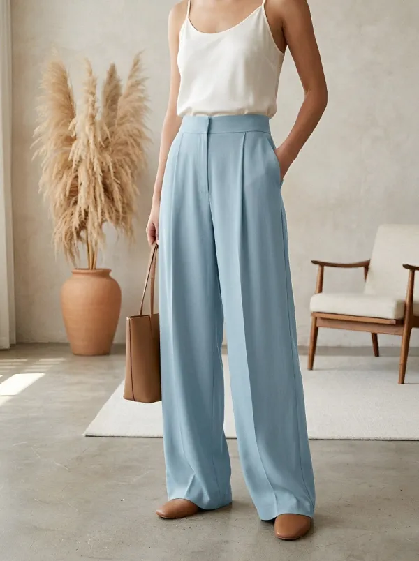 Pleated Tailored Relaxed Women's Wide-Leg Trousers