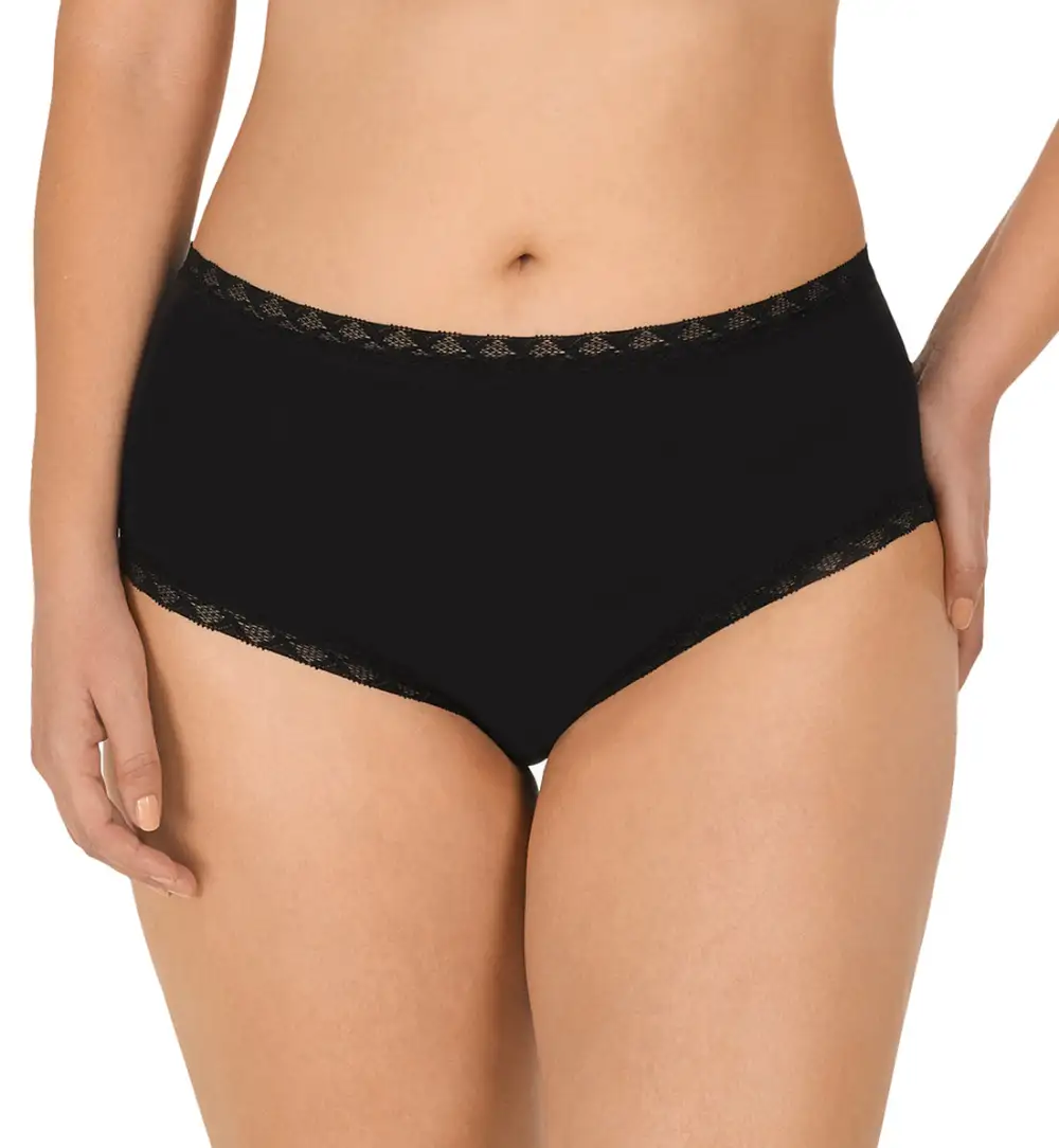 High-Waist Stretch-Lace Cotton Full-Coverage Brief Panty