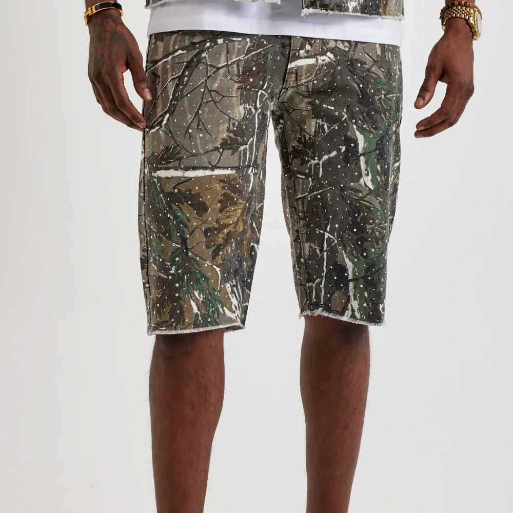 Rhinestone Canvas Shorts