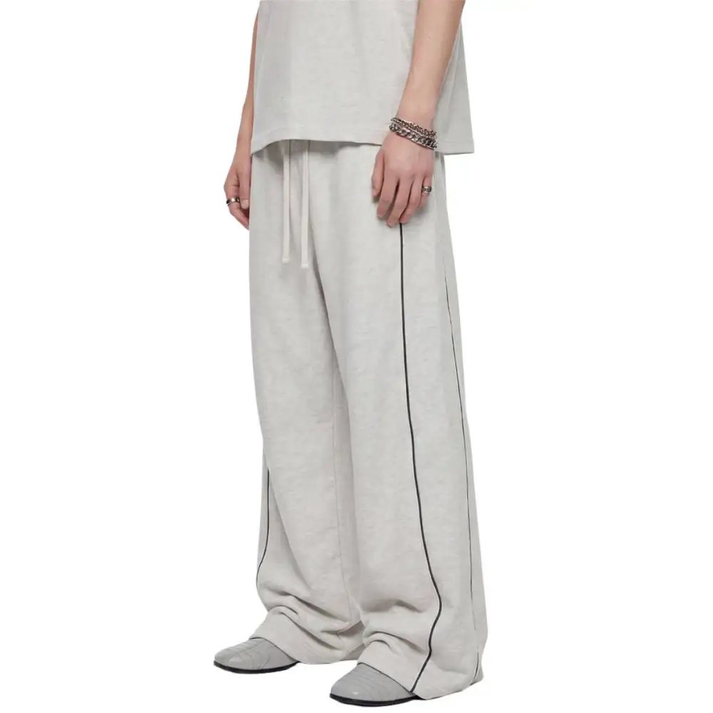 Curved Leg Seam Detail Colorblock Men's Casual Pants
