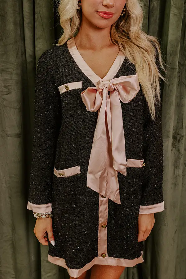 Button-Front V-Neck Long Sleeve Slip Mini Dress
