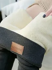 Women's Fleece Lined Leggings Leggings Cozy Fleece Lined Fashion Comfort Full Length High Waist Letter Patchwork Thermal Warm Soft Breathable Micro-elastic Casual Daily Outdoor Black Gray Fall Winter