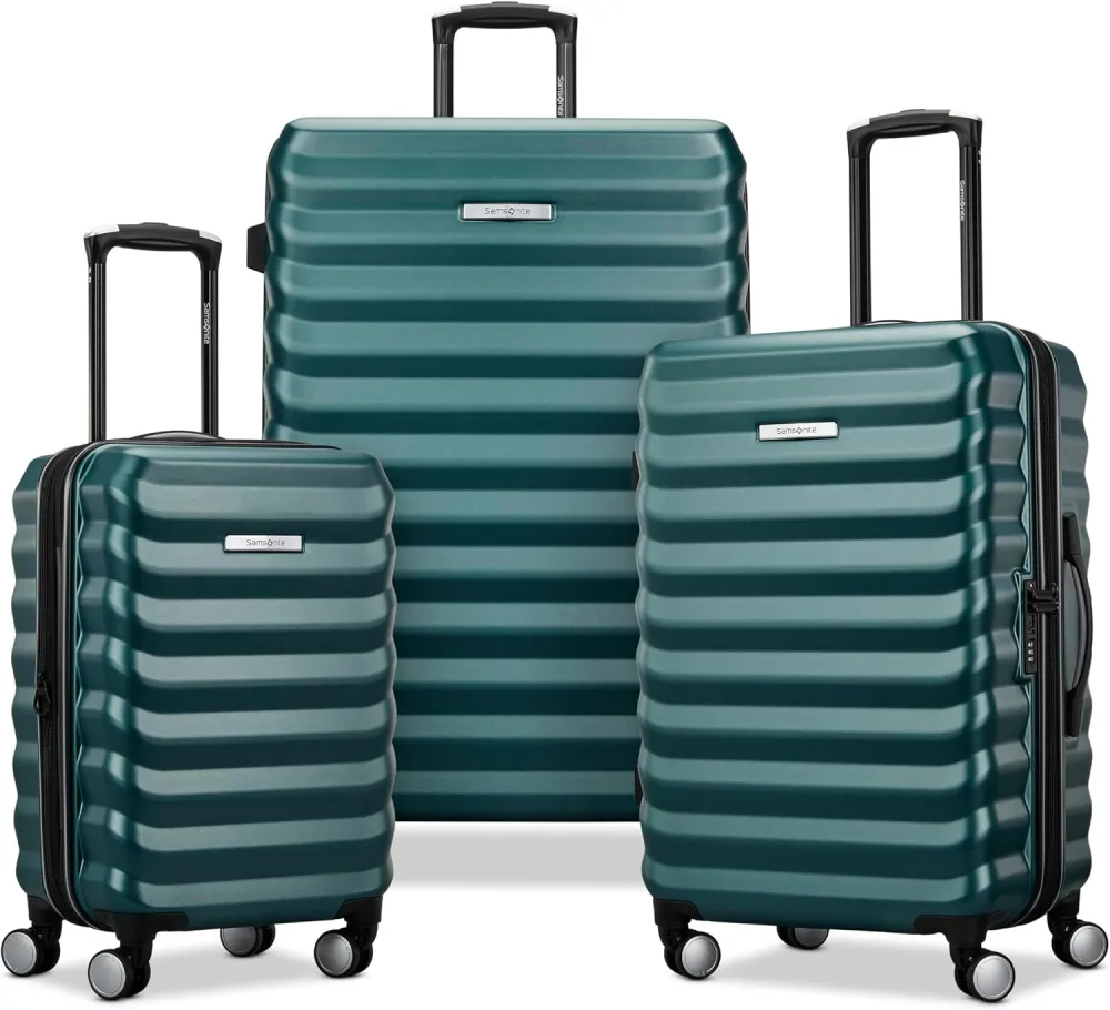 Samsonite Hard-Sided 28-Inch Lightweight Checked Large Expandable Element Suitcase: Durable, 360° Spinner Wheels, Adjustable Telescopic Handle, TSA-Approved Lock - Alpine Black