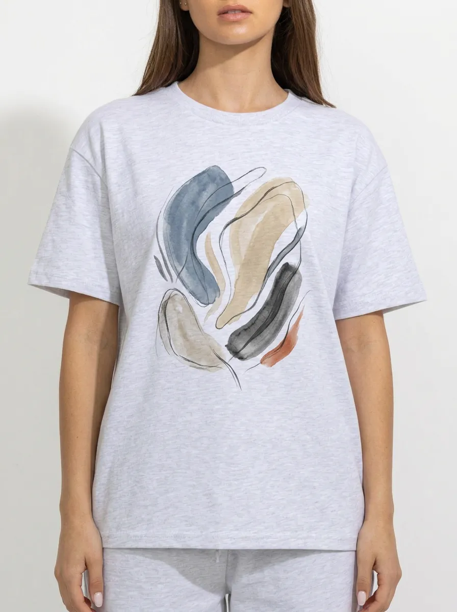 Women's Willow Abstract Art Minimalist Watercolor Graphic T-Shirt