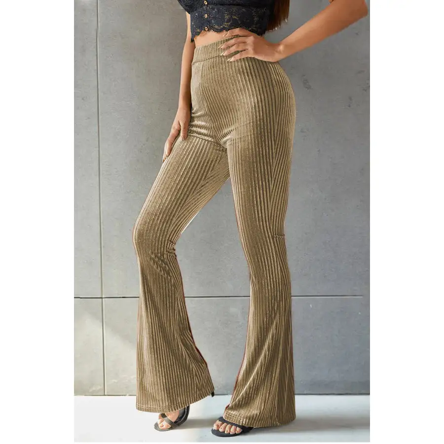 Ribbed High Waist Flare Pants