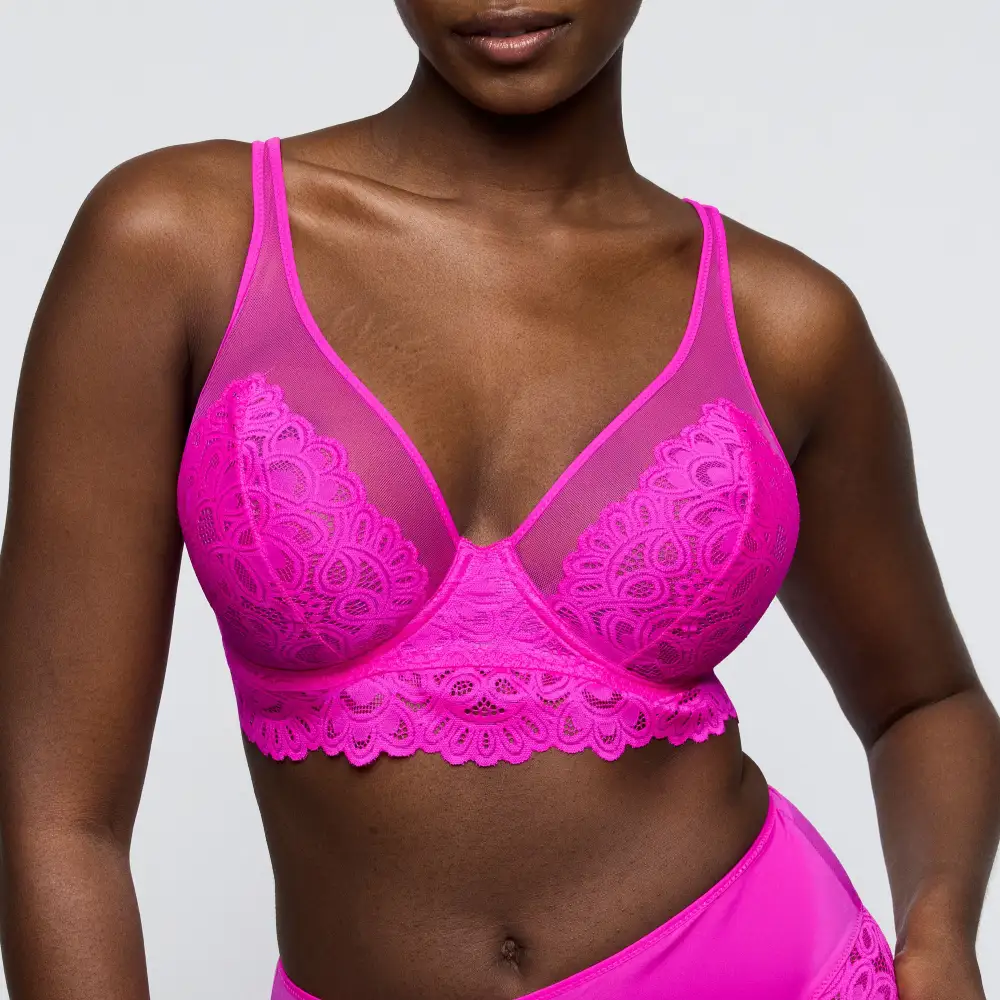 Women's Full Coverage Underwire Multiway Adjustable Straps Lace Triangle Sheer Detail Bra