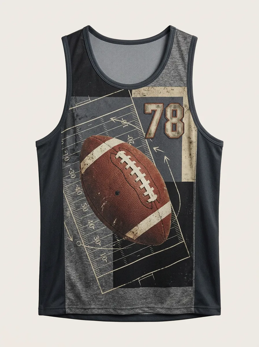 Men's American Football Fan Number 78 Field Printed Tank Top