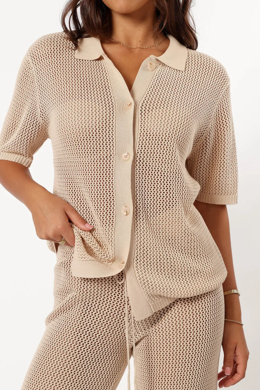 WHITE MESH TRANSLUCENT LONG SLEEVE TOP