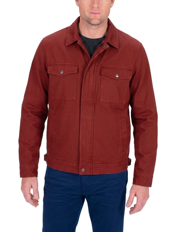 Men's Military Style Olive Green Utility Canvas Jacket