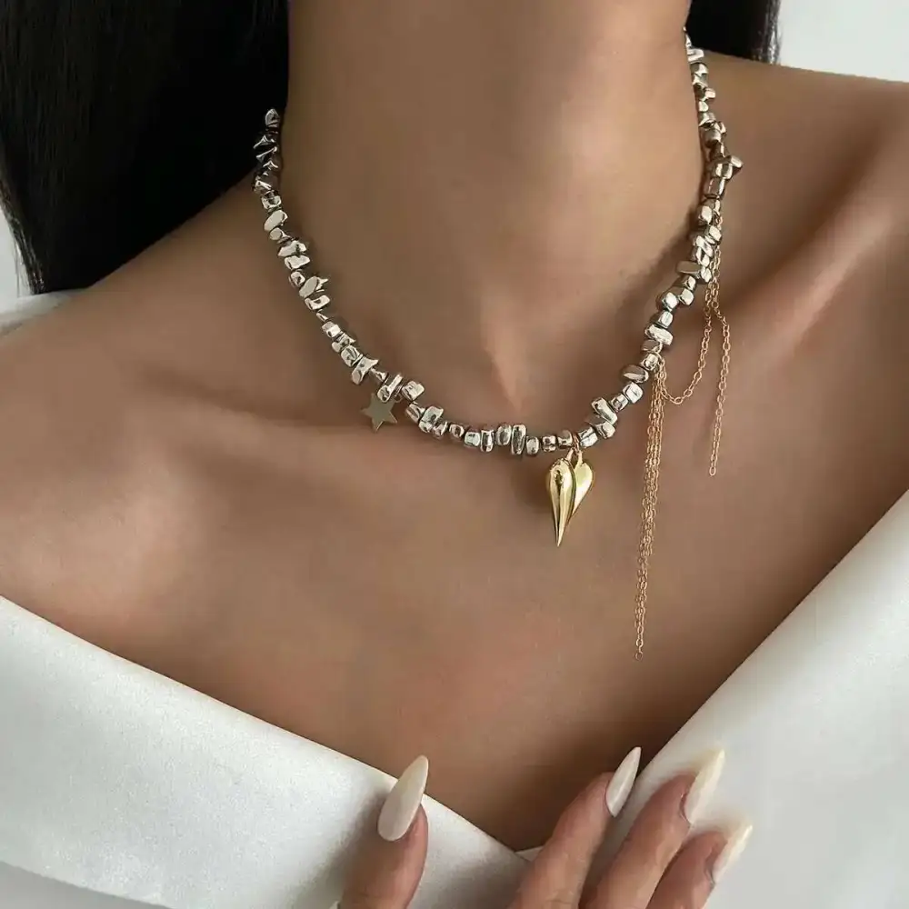 Pleated Heart Necklace