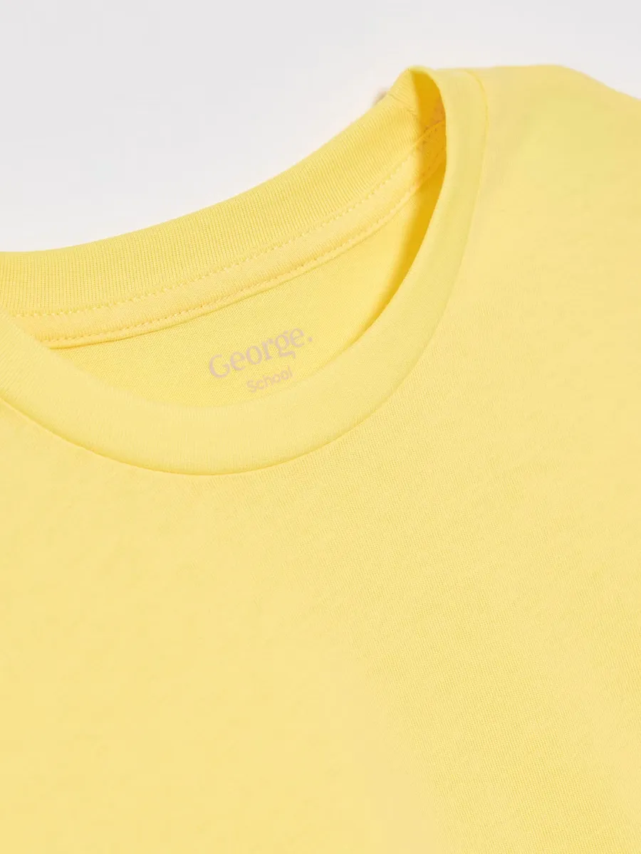 Yellow Crew Neck School T-Shirt 2 Pack