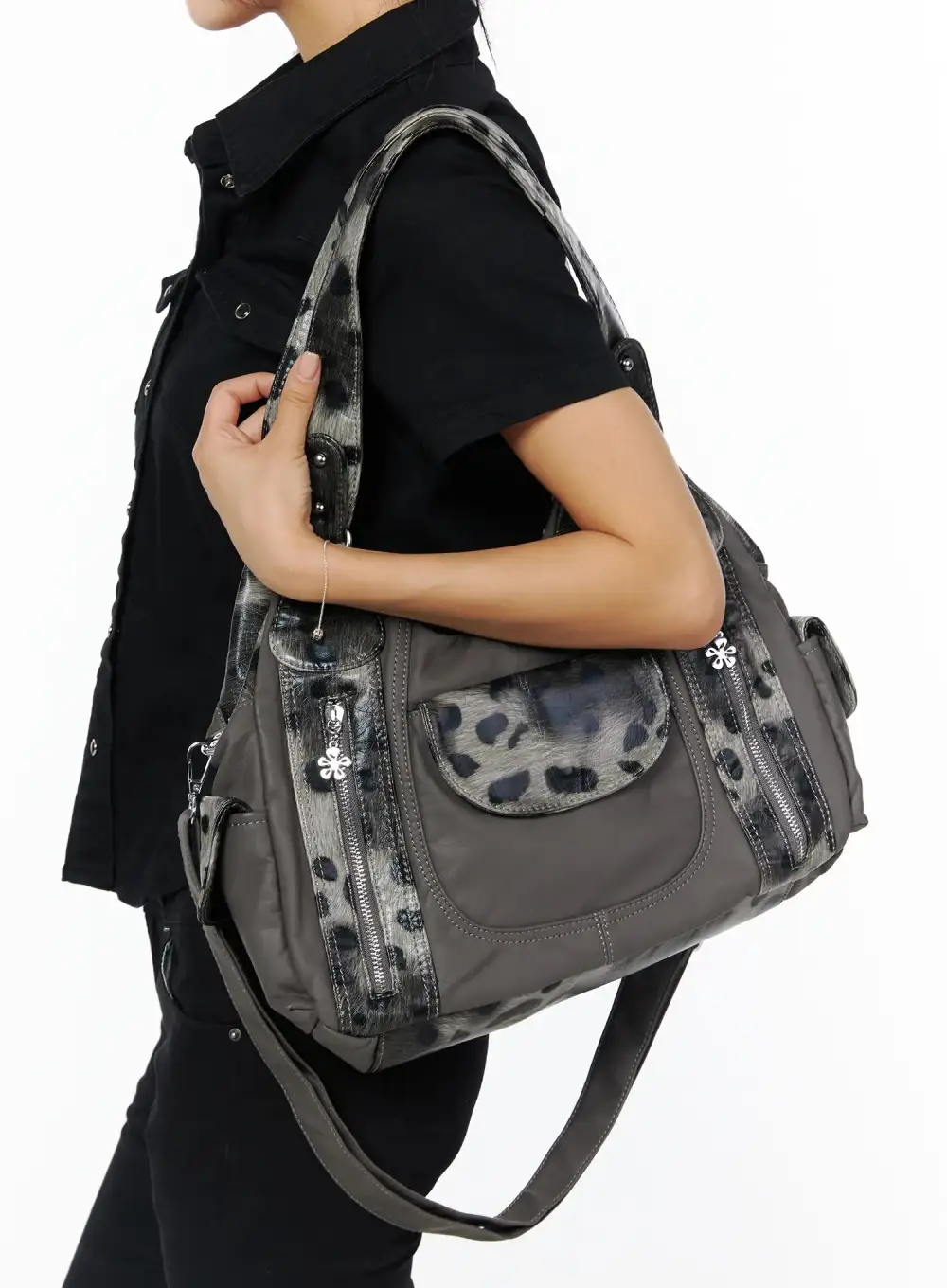 Leopard Print Convertible Shoulder Bag