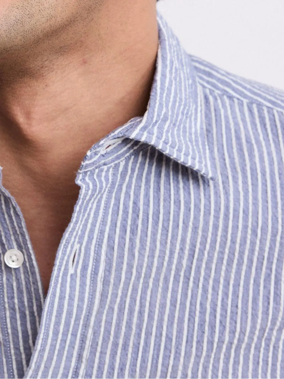 Casual soft and comfortable navy blue striped shirt