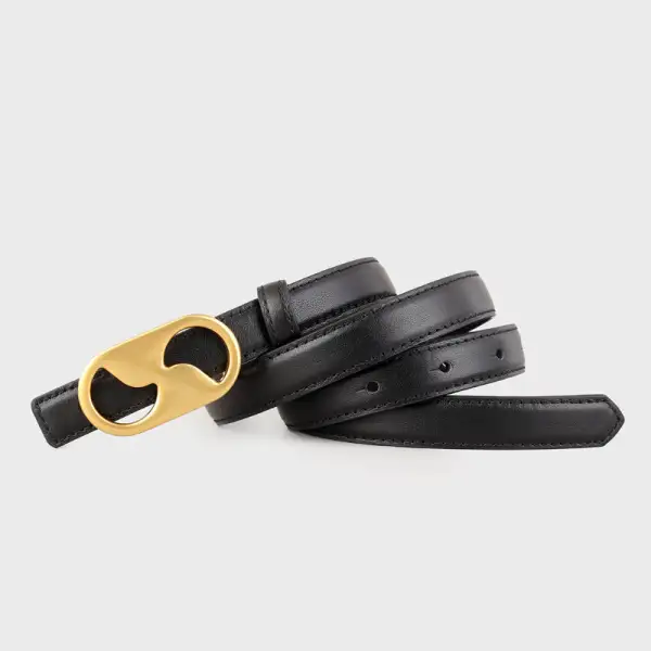 Chain Leather Belt with Golden Buckle