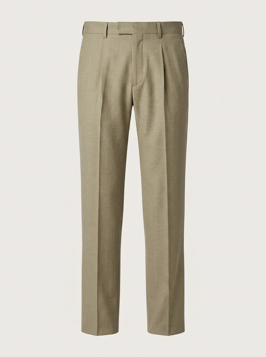 Men's Classic Khaki Pleated Formal Trousers