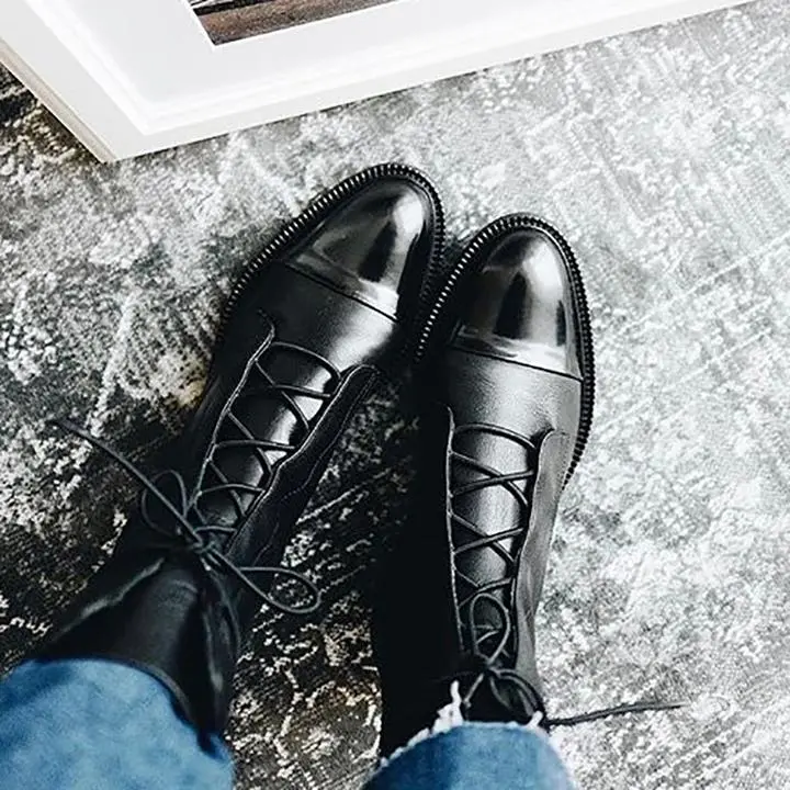 Leather Lace Up Ankle Everyday Boots