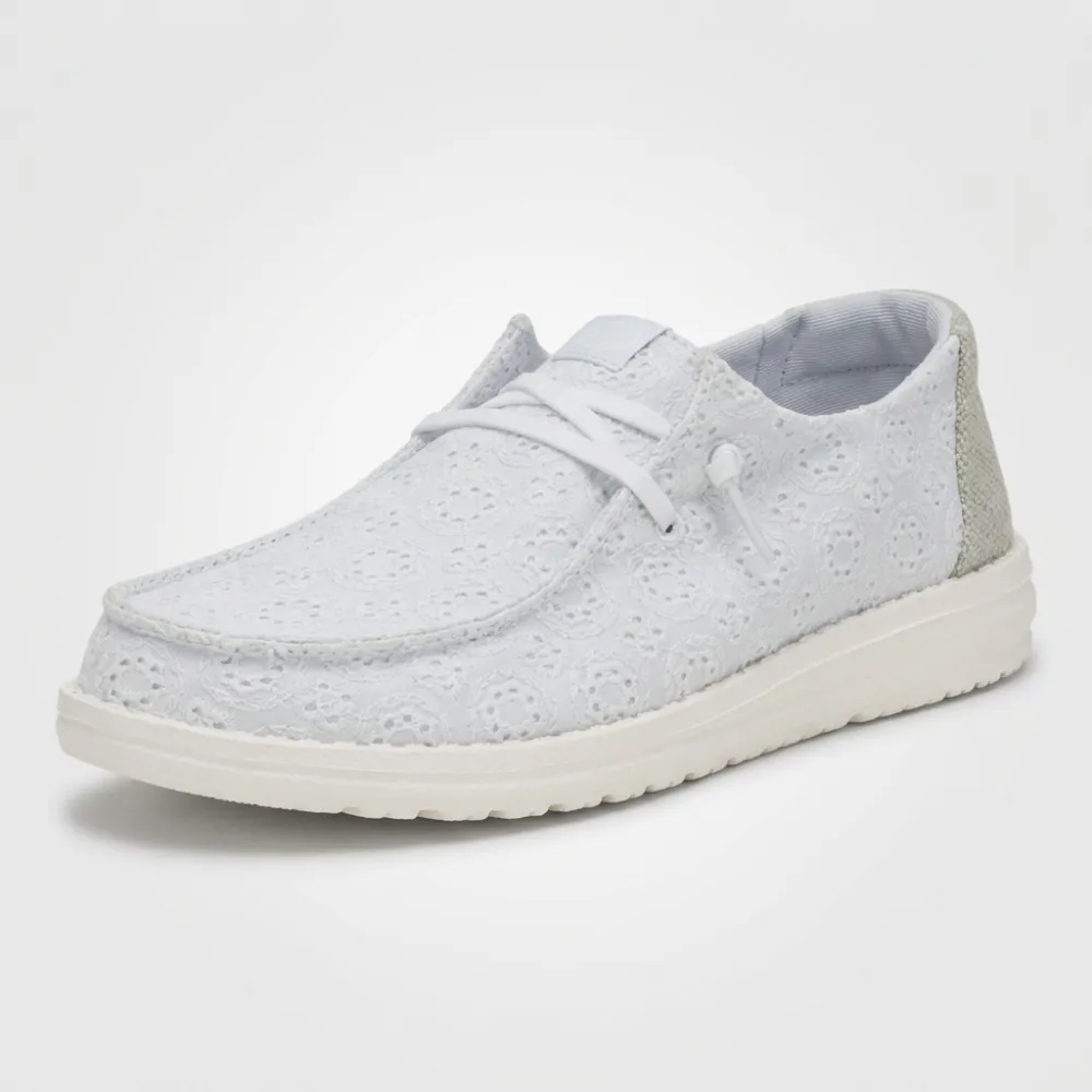 Eyelet Lace Casual Slip On Shoes For Women