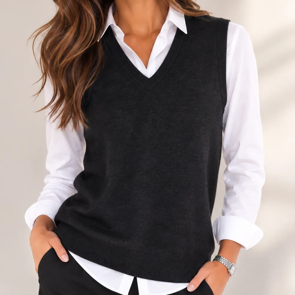 Deep V Neck Wool Vest