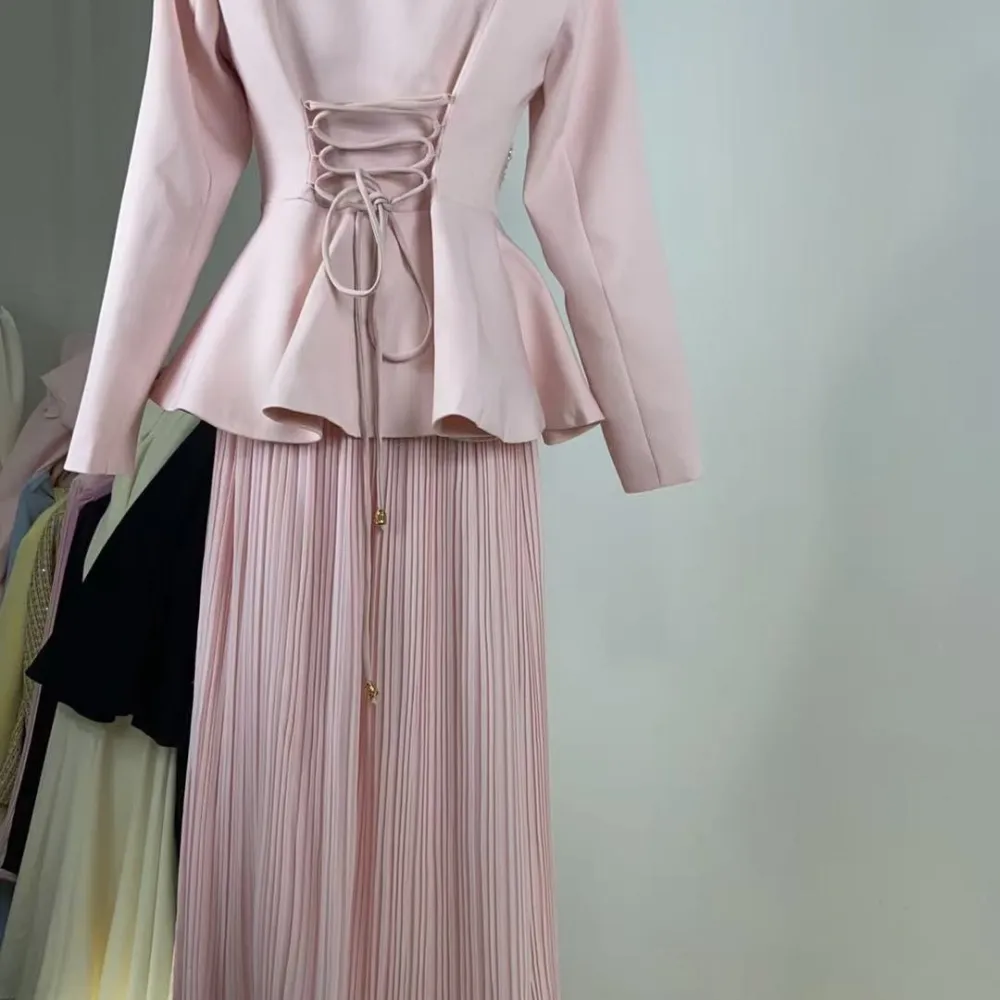 Modern Embroidered Jacket Skirt Set