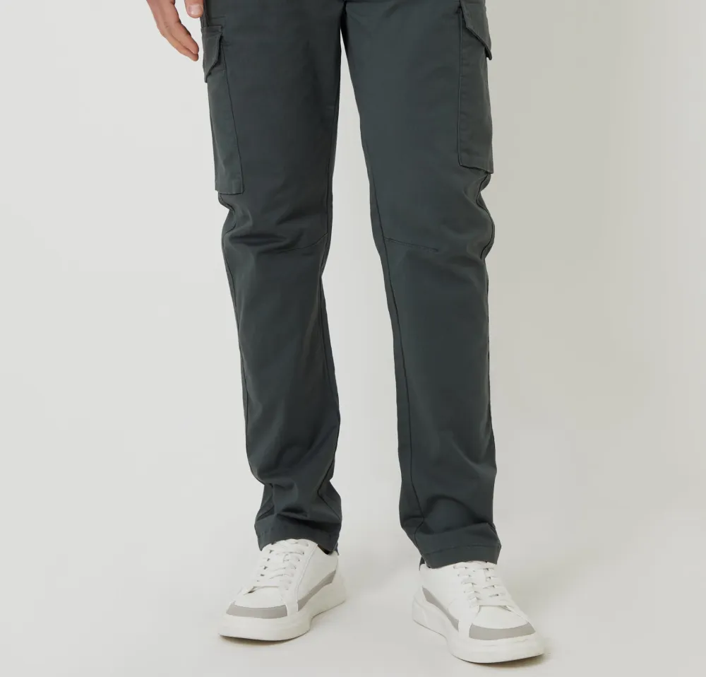 Gray Slim-Fit Cargo Pants