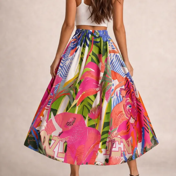 Graphic Print Casual Skirt