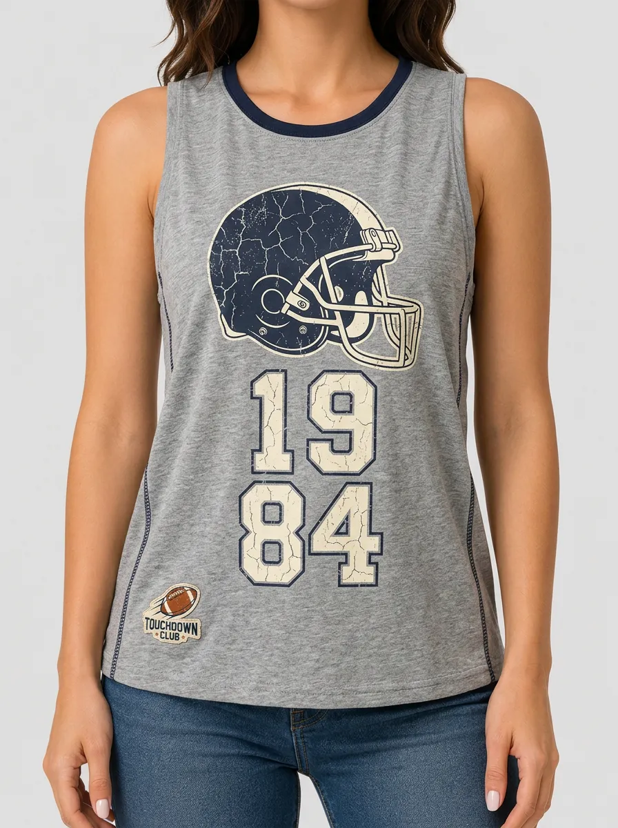 Women's Football Lover 1984 Helmet Touchdown Club Printed Tank Top