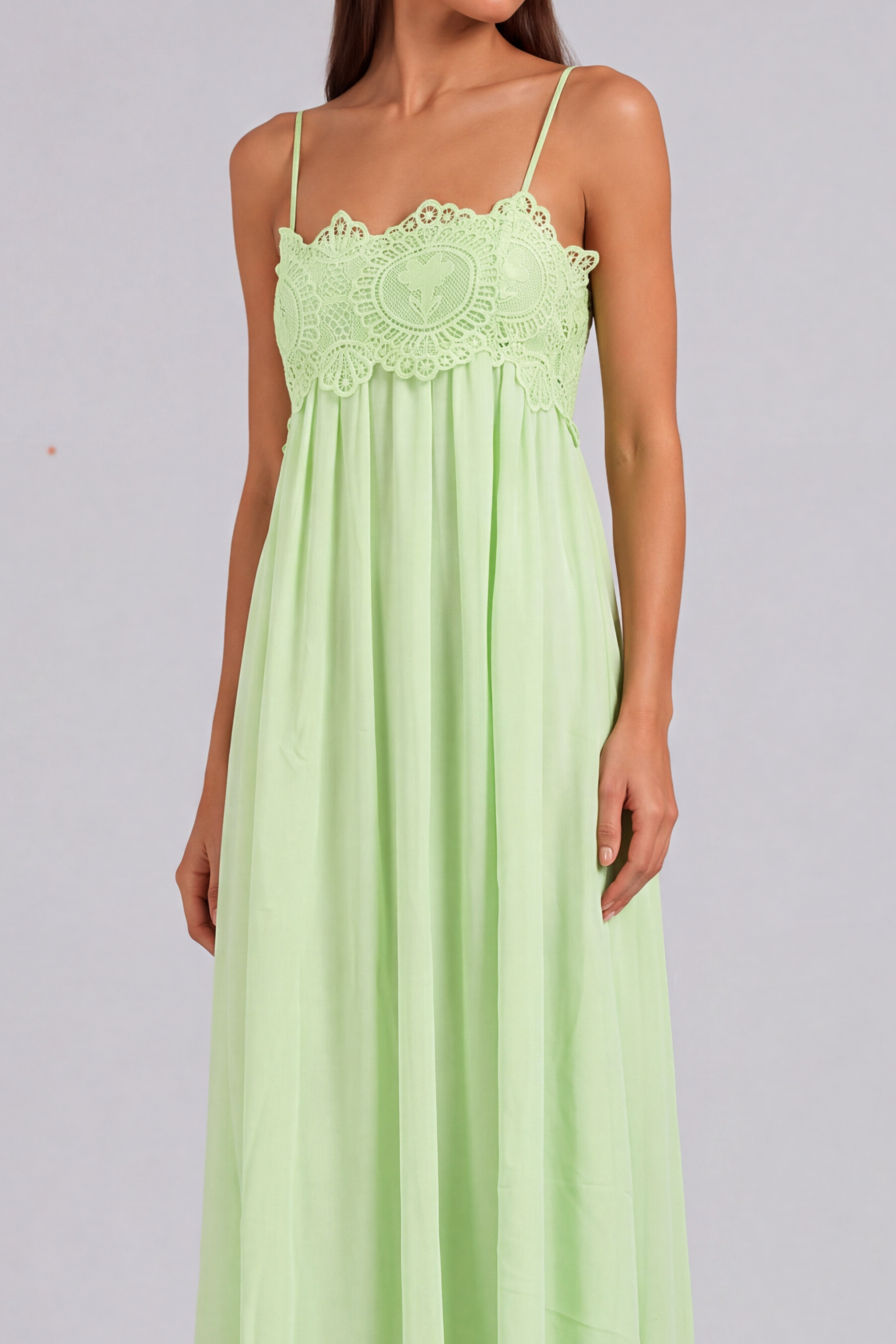 Spaghetti Strap Ruched Midi Dress