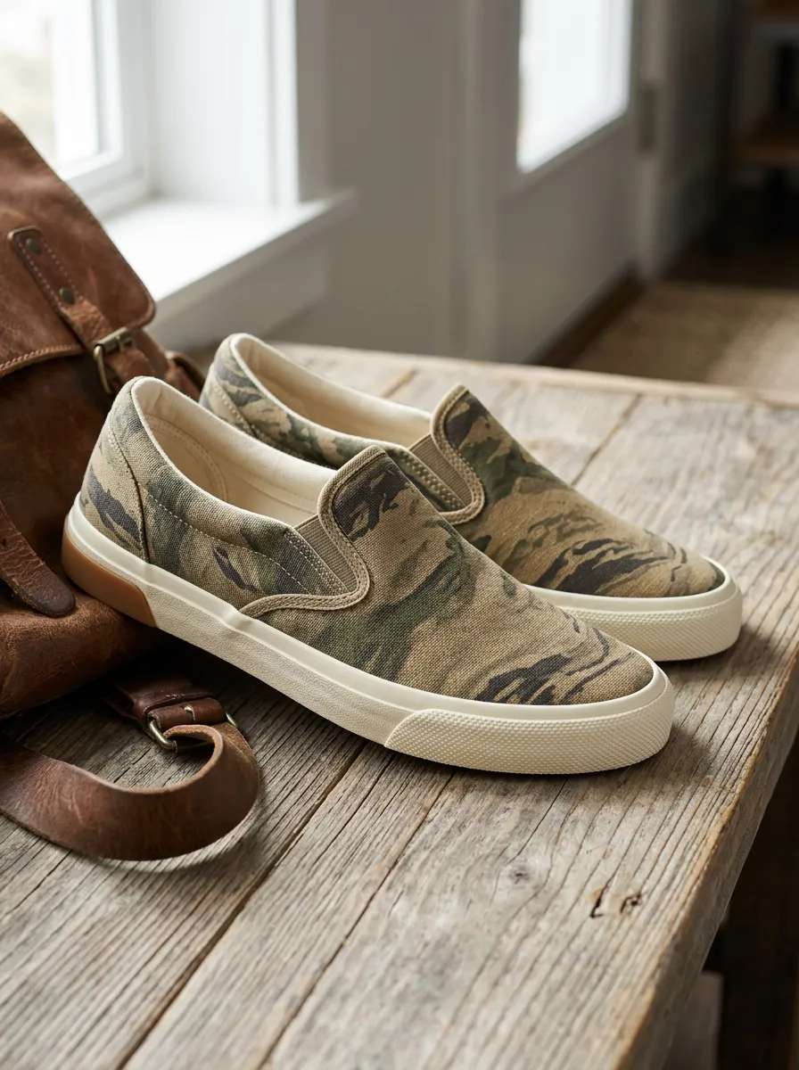 Men's Urban Camouflage Pattern Patterned Slip-on Canvas Shoes