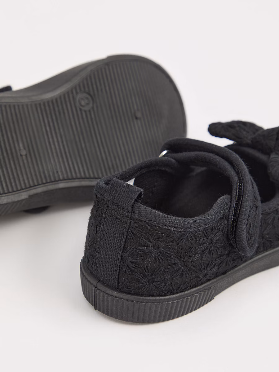 Black Broderie Mary Jane Shoes detail 2