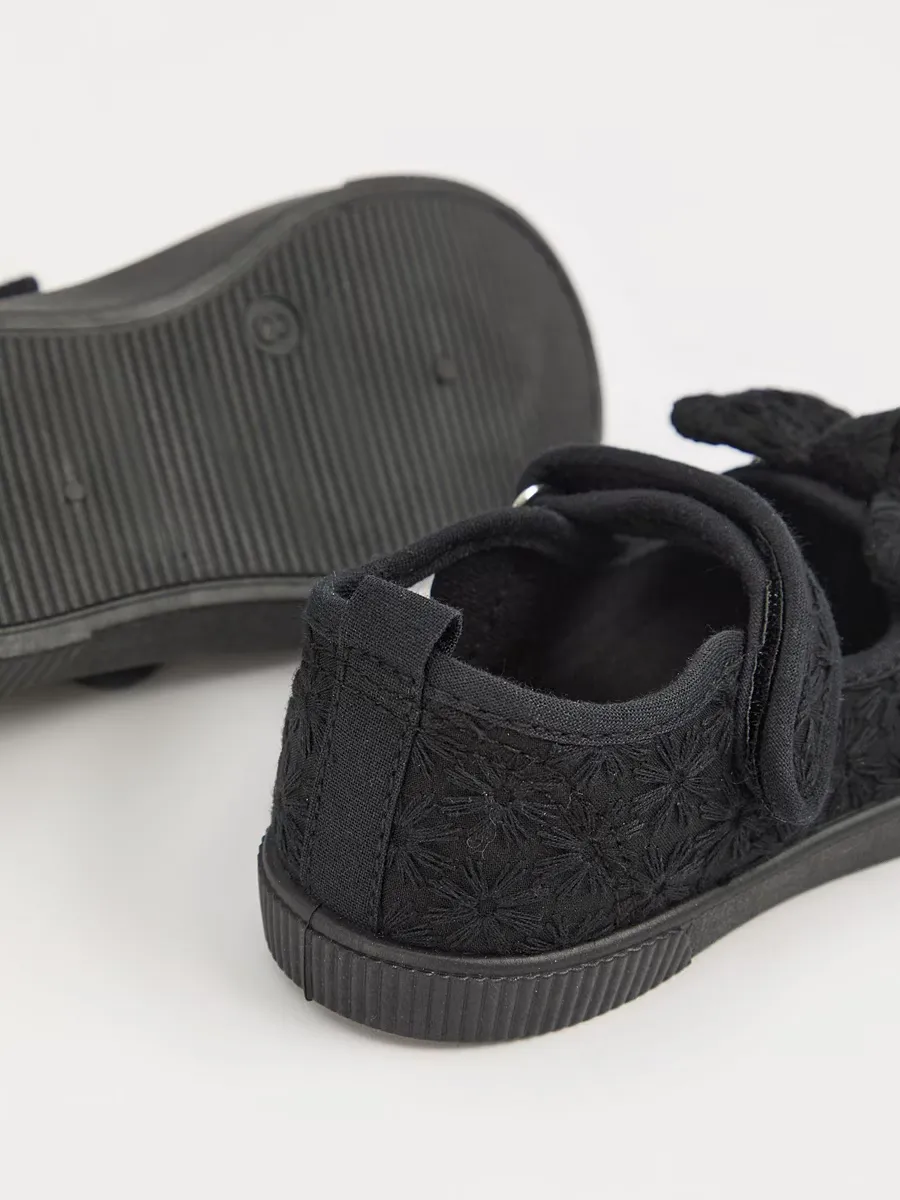 Black Broderie Mary Jane Shoes