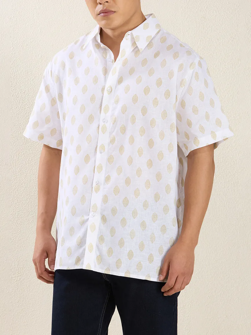 Weekend Printed Pure Linen Linen Men's Formal Shirt