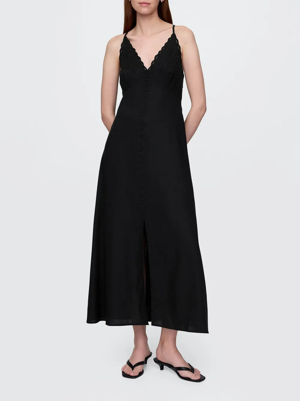 Deep V-Neck Slit Dress